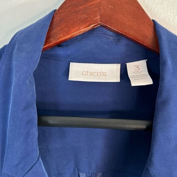 Chico’s Womens Cobalt Blue Modal Blend Utility Jacket XL Casual Sporty Office - Picture 4 of 9